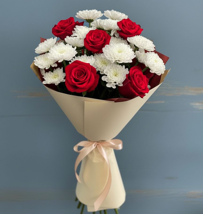 Букет цветов из: Розы и Хризантемы в Ильинское