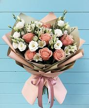 Букет цветов из:  Розы, Альстромерии и Лизиантусы в Ильинское