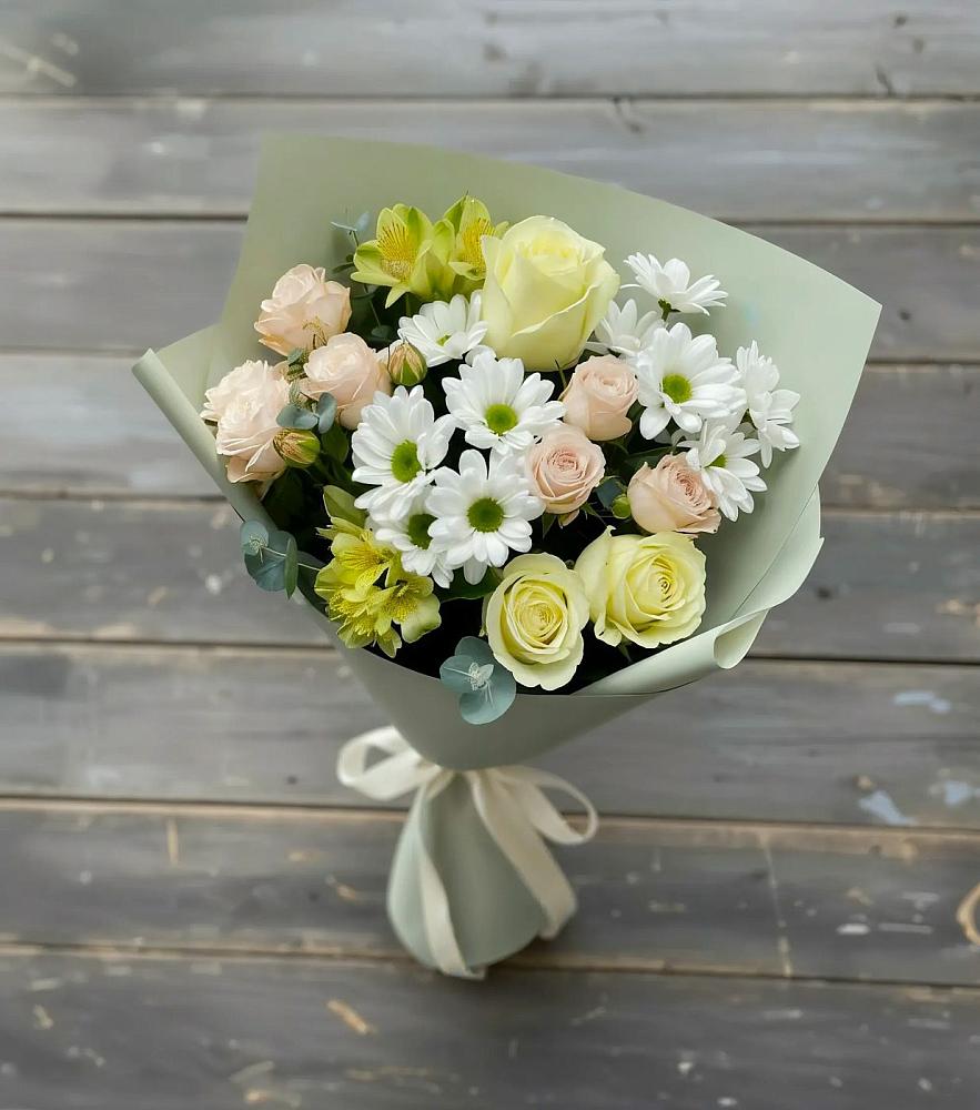 Букет цветов из: Альстромерии, Розы и Хризантемы в Ильинское