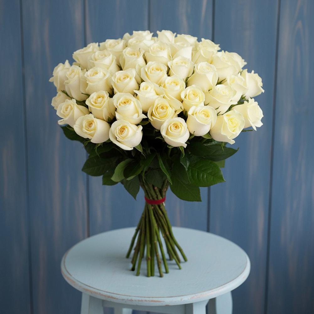 Букет 51 Белая роза Эдлесс Лав в Ильинское