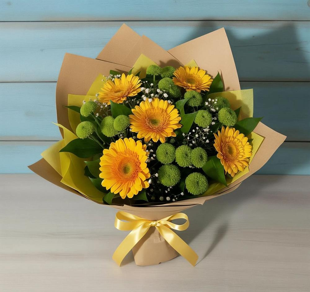 Букет цветов из: Герберы и Хризантемы в Ильинское