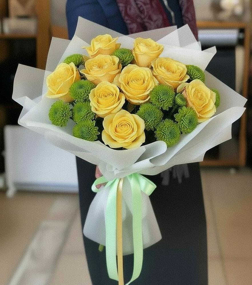 Букет цветов из: Хризантемы и Розы в Ильинское