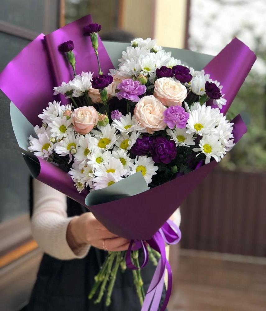 Букет цветов из: Хризантемы, Гвоздики и Розы в Ильинское