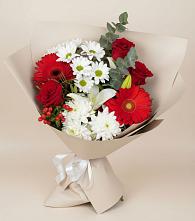 Букет цветов из:  Розы, Хризантемы, Герберы и Лилии в Ильинское