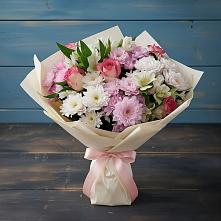 Букет цветов из:  Хризантемы, Альстромерии и Розы в Ильинское