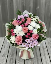Букет цветов из:  Альстромерии, Гвоздики, Розы и Хризантемы в Ильинское