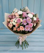 Букет цветов из:  Хризантемы, Розы и Альстромерии в Ильинское