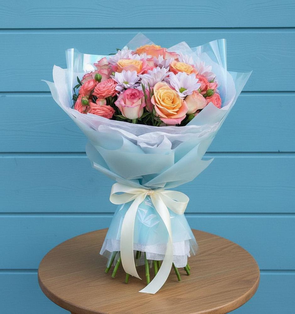 Букет цветов из: Хризантемы и Розы в Ильинское