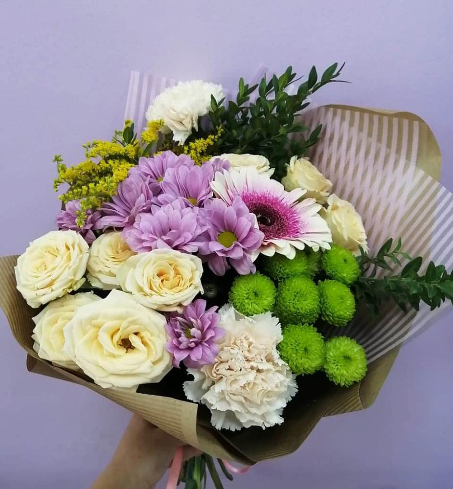 Букет цветов из: Хризантемы, Розы, Гвоздики и Герберы в Ильинское