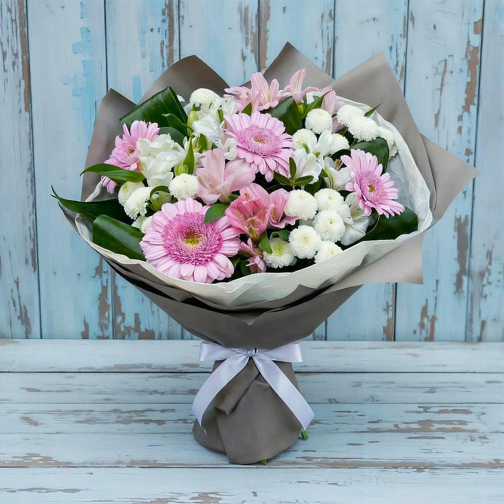 Букет цветов из: Герберы, Альстромерии и Хризантемы в Ильинское