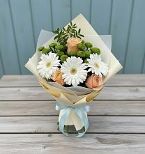 Букет цветов из:  Герберы, Розы и Хризантемы #REPLACE_PRED# Ильинское