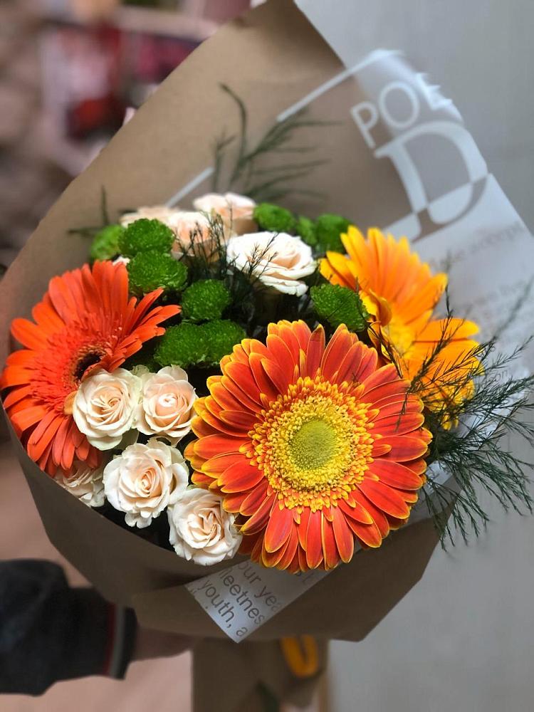 Букет цветов из: Герберы, Хризантемы и Розы в Ильинское